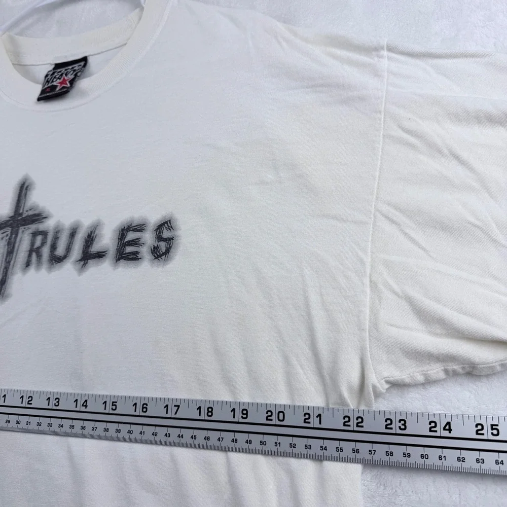 Top Heavy T-Shirt God Rules Cross Graphic White XL - Picture 5 of 8